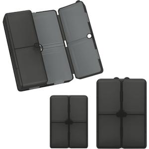 FYY 2 Pcs Daily Pill Organizer, 7 Compartments Portable Pill Case Travel Pill Organizer,[Folding Design]Pill Box for Purse Pocket to Hold Vitamins,Cod Liver Oil,Supplements and Medication-Clear Black (Large (1 Piece), Small (1 Piece))