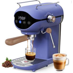 Espresso Machine with Steam Milk Frother Semi Automatic 20 Bar Compact Blue with Touch Screen for home Cafetera Espresso, Latte, Cappuccino, Americano, Macchiato