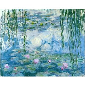 TAOPAOLAB Impressionist Paint by Numbers Kit for Adults - DIY Water Lilies with Hanging Willow Painting on Canvas 16x20In, Framed Acrylic Paint Set for Beginners, Monet-Inspired Art Kit for Home