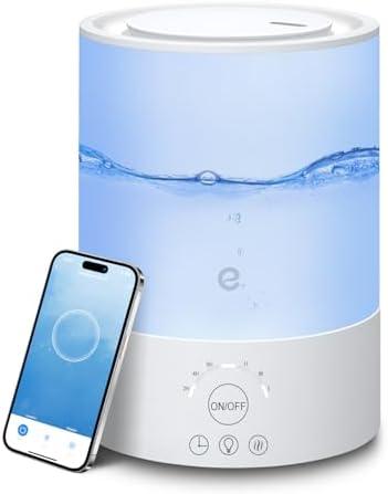 Esemoil Humidifiers for Bedroom, for Large Room, 2.5L Top Fill Cool Mist Humidifiers for Baby, Plants, Smart WiFi Air Humidifier with Diffuser and Nightlight, 28dB, 24H Long Runtime, Work with Alexa