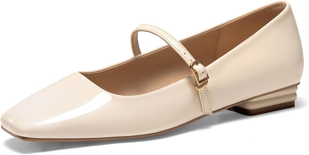 Womens Mary Jane Flats Closed Square Toe Ballet Flat Dressy Comfortable Slip on Shoes, 6