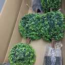 Lifelike Indoor&Outdoor use 3Ft Boxwood Double Ball Topiary Trees Faux Topiary Tree for Porch,Home,Garden Decor(Set of 2)