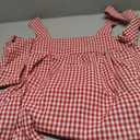 WDIRARA Women's Linen Tie Back Tank Top Square Neck Plaid Peplum Babydoll Tops (Red, M)