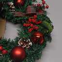 Christmas Wreath - 16" Christmas Wreaths for Front Door Red Christmas Reindeer Balls Berries Pine Cones Pine Needles Door Wreath for Home Wall Window Porch Indoor Outdoor Decor