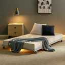 VECELO Twin Trundle Bed Frame Only/Roll Out/Enhanced & Up-Graded Metal Slats Support with Lockable Casters, Bright White