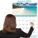 SUNEE 2026 Extra Large Wall Calendar 17"x27", 21 Month Vertical Calendar (Ends June 2027), Beaches