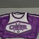 JenPen Cheerleader Costume for Girls Cheerleading Outfit Dress Cheer Uniform with Bow Halloween Dress up Gifts (3-5 Years, Purple)