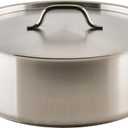 Winco 20 qt Stainless Steel Brazier Pan with Lid, 20 Quarts