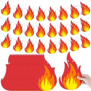 3 Set 6.9 ft Flame Banner Flags Party Accessory Flame Bunting Flags String Hanging Party Banner Decorations with Rope for Party Events Celebration
