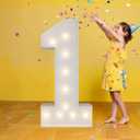 3FT Marquee Numbers, Warm White Light Up Number 1 with Display Board, Marquee Balloon Kit Decorations, DIY Pre-Cut Frames for Party, 1st Baby Birthday, Anniversary Decor, 21st Milestones