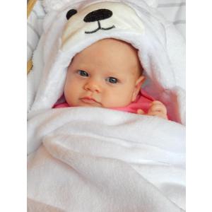 Hooded Toddler Blanket | Plush Soft Animal Baby or Infant Hoodie Blankie 36x27 + Hood (Arctic White)