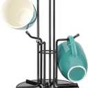 360 Rotatable Coffee Mug Tree for Counter, Metal Mug Holder for Large Cups, Stable Tree Holder with 6 Hooks for Countertop, Cup Racks Organizer Stand for Coffee Bar Accessories & Kitchen Decor