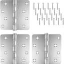 304 Stainless Steel Door Hardware 4 inch x 4 inch 3 Pack 1/4-inch Radius Corner Door Hinges Ball Bearing Interior Exterior Heavy Duty Hinges (Silver, 3 Pack)