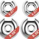 Burner Drip Pans for Electric Stove 715877 and 715878 Chrome Drip Pan 2 X 6" and 2 X 8" Compatible for Cooktop Replacement Parts by MIFLUS