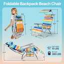 Suteck Zero Gravity Beach Chair with Canopy, Backpack Beach Chairs for Adults, Lightweight Adjustable Reclining Beach Chair with Shade, Folding Lay Flat Chair for Beach Poolside Outdoor