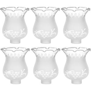 4 x 6 Pcs 1 5/8 Inch Fitter Colonial Style Frosted and Etched Design Glass Lamp Shade Replacement for Vintage and Antique Style Globes Contemporary Home decorations