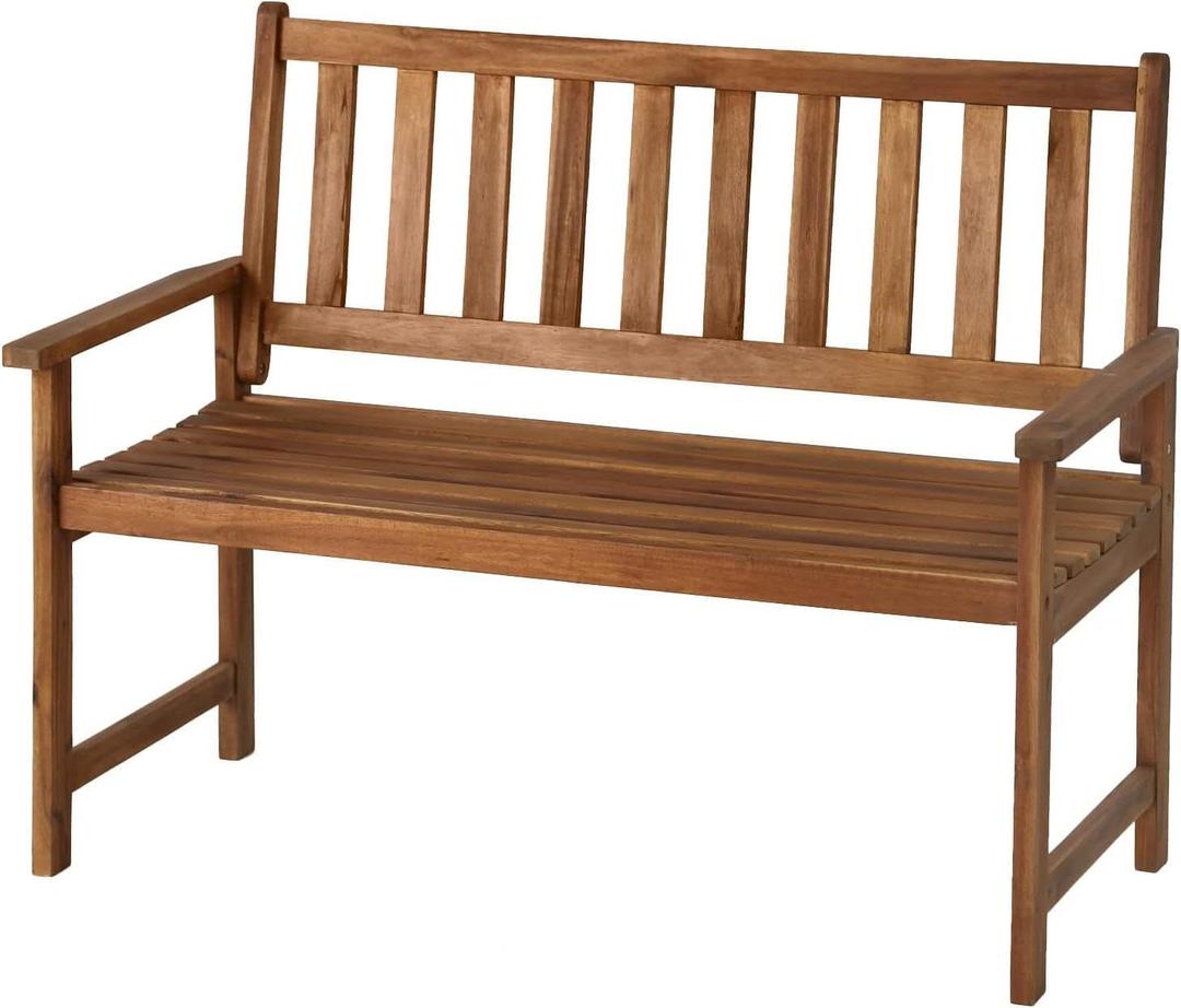 Patio Furniture Outdoor Patio Bench Wood Garden Bench Park Bench Acacia Wood for Pool Beach Backyard Balcony Porch Deck Garden Wooden Furniture, Natural Oiled, 48" W x 22" D x 33" H