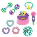 Bright Starts Everything Nice Teething Toys 9-Piece Set - BPA-Free Rattles and Chillable Teethers, Purple and Pink Baby Toys, 3 Months+ (9-Piece Gift Set)