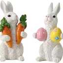 Easter decorations - Easter Bunny decorations -Resin rabbits With carrot and eggs -Bunny statues for indoor tabletop decor,Adorable rabbit figurines for easter table decor,Home,office,gifts