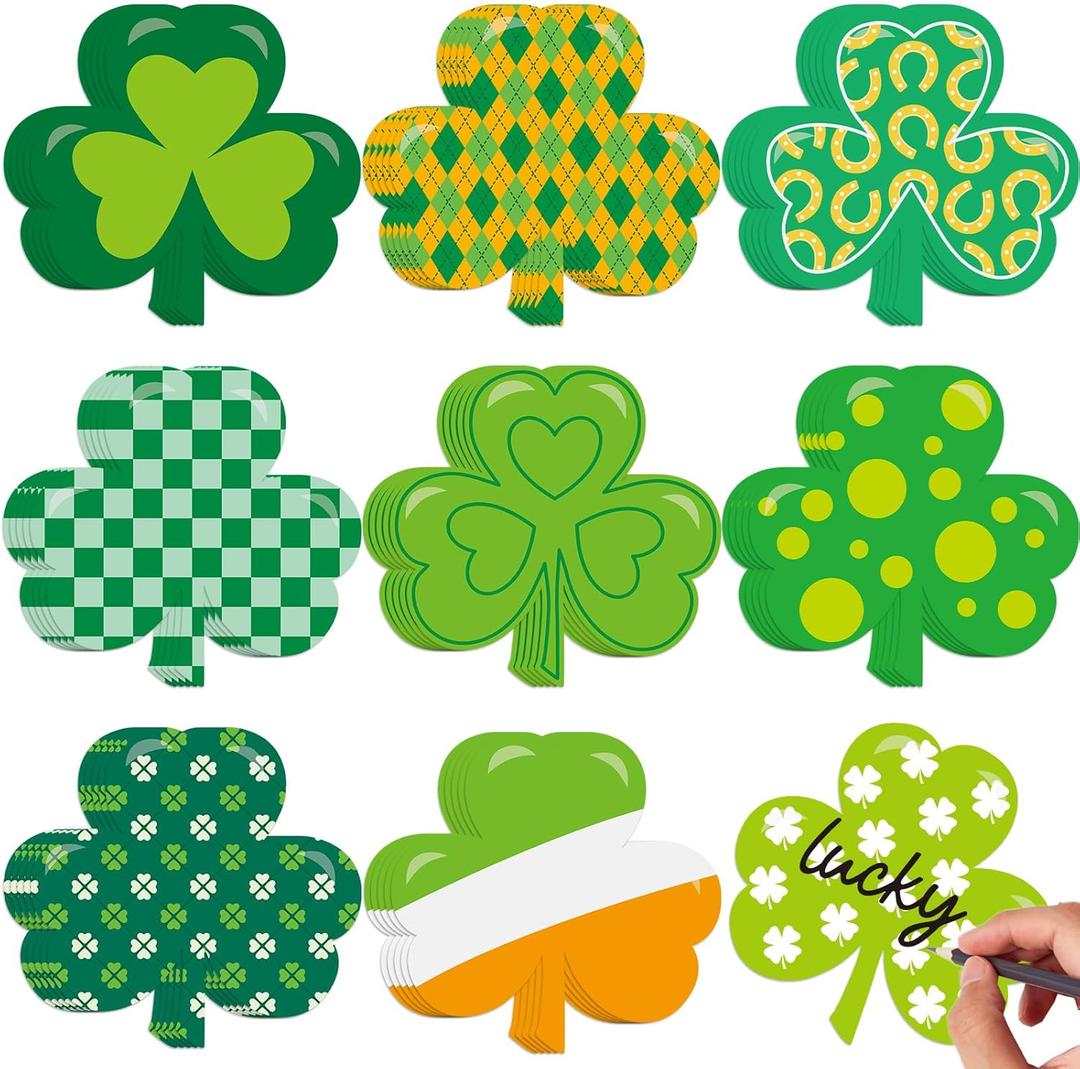 WorldBazaar St. Patrick's Day Shamrock Cutouts 45 Pcs Green Clover Cutouts 4" Irish Lucky Bulletin Board Decorations St Patrick Day Arts Crafts