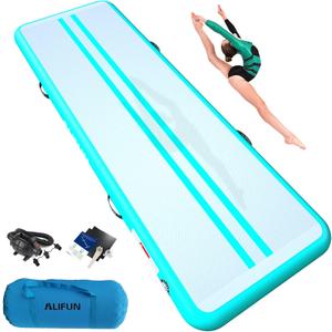 ALIFUN Inflatable Gymnastics Tumbling Track Mat Air Training Mat, Non Slip for Home/Gym/Yoga with Pump (10ft*3.3ft*4in(3m*1m*0.1m), Green)