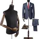 Male Dress Form Torso Male Mannequin Full Body | Height Adjustable 61"~78",Solid Wood Hands with Stand,Detachable Shoe Holder Pants Rack,for Clothing Retail Sewing Shop