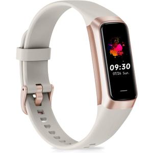 Fitness Tracker with 24/7 Heart Rate Blood Oxygen Sleep Monitor, 1.1" AMOLED Touch Screen Activity Tracker Smart Watches, IP68 Waterproof Step Counter Pedometer for Women Men (Cream-Coloured)