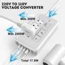 Mapambo 2000W 220V to 110V Converter for Hair Dryer, Voltage Converter US to Europe, Converter for European Travel with 2 USB-C 2 USB-A, Universal Travel Adapter with Type C G I L (Gray)