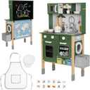 OOOK Kids Kitchen Playset for Toddlers 3-5 Years, Wooden Play Kitchen for Toddlers with Coffee Maker, Microwave, Dishwasher and Washing Machine