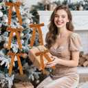 Artmag 24 Pcs Velvet Bows for Christmas Tree Rustic Bows Velvet Christmas Ornaments for Door Garland Wreath Gift Party Holiday Decoration (Width of 1 Inch,Camel)