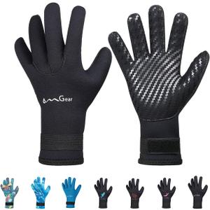OMGear Neoprene Gloves Diving Wetsuit Gloves 3mm Flexible Thermal with Adjustable Waist Strap for Snorkeling Scuba Diving Surfing Kayaking Rafting Spearfishing Sailing, S