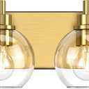 IZORRO Bathroom Light Fixtures, 4-Light Brushed Gold Vanity Light, Modern Wall Sconces with Globe Clear Glass Shade, Vanity Lighting Fixtures Over Mirror,E26 Bulb Socket