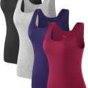 Air Curvey 4 Pack Tank Top for Women Basic Undershirt Tanks Sleeveless Casual Shirts Soft Seamless Layering Tops (S)