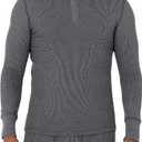 Fruit of the Loom Men's Recycled Waffle Thermal Underwear Henley Top (1 and 2 Packs), Greystone Heather, Medium