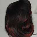 Aisaide Highlight Red Mixed Black Wig Long Layered Burgundy Black Wig with Curtain Bangs for White Balck Women Synthetic Layered Wavy Shaggy Wigs for Women 24inch 1B/RED