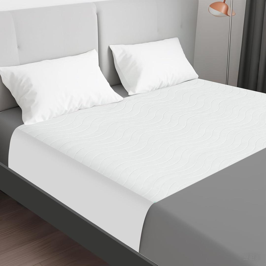 Bed Pads Washable Waterproof for Incontinence Adults, Reusable Wetting Pad Mattress Protector Underpads Tuckable Quick Dry, Fits Full Size Bed, 36" x 54", White