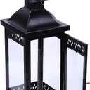 Hosley 15" Clear Glass Iron Lantern - Large Black Classic Style, Decorative Candle Holder for Weddings, Parties, Aromatherapy, Spa, LED Candles, Home Dcor Gift, Black 