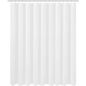 N&Y HOME Extra Wide Extra Long Fabric Shower Curtain Liner 108 x 84 inch, Hotel Quality, Washable, White Spa Bathroom Curtains with Grommets, 108x84