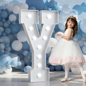 Marquee Letters 4 Feet Tall Large Light Up Letters Baby Shower Decorations Wedding Engagement Proposal White Party Decorations Marry Me Sign Big Cardboard Backdrop Y