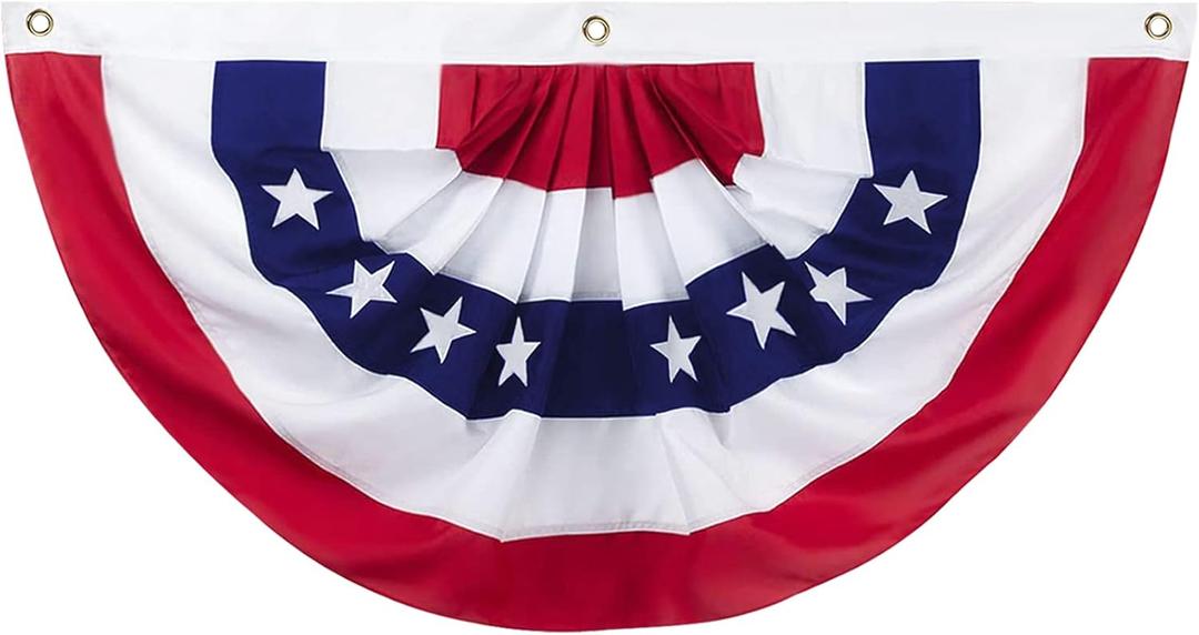 3 x 6 Ft American Pleated Fan Flag, USA Patriotic Half Fan Bunting Flag, 4th of July Decorations Flags 3 x 6 Ft American Pleated Fan Flag, USA Patriotic Half Fan Bunting Flag, 4th of July Decorations Flags