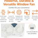 Amazon Basics Twin Window Fan with Reversible Airflow, 3 Speeds, Exhaust, Expandable Side Panel, Digital Control, 9 inch, 78W, White