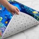Bathroom Rug Runner 2x6, Thick Anti-Fatigue Non-Slip Memory Foam Kitchen Runner Mat, Ocean Dolphin & Coral Reef Printed, Absorbent Washable Cushioned Carpet for Double Vanity, Shower,Laundry