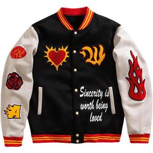 SOLY HUX Men's Letter Graphic Color Block Varsity Jacket Long Sleeve Y2k Streetwear Baseball Jacket (Large)
