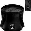 Collapsible Tub with Handle, Lightweight Folding Water Container, Portable Collapsible Tub for Fishing, Camping, Hiking, Backpacking, Outdoor Survival, Car Washing Black 20L