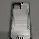 TJS Compatible for Boost Mobile Celero 5G Plus 2023 7.0" Case (Plus Version Only), Magnetic Support Hybrid Shockproof Metallic Brush Finish Phone Case (Silver)