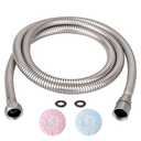 TRIPHIL Kink-free Shower Hoses 98" Extra-long for Handheld Shower Head Hose Replacement with 2 Shower Caps Flexible Metal Sleeves Brass Connectors Stainless Steel Brushed Nickel 98 Inch