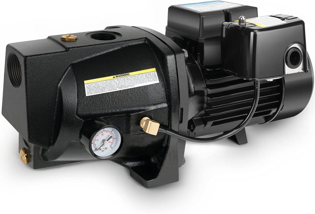 Acquaer 1/2HP Shallow Well Jet Pump,Cast Iron, Well Depth Up to 25ft, 115V/230V Dual Voltage, Automatic Pressure Switch