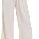 Breezy Lane Linen Pants for Women Summer High Waist Palazzo Pants Boho Beach Trousers with Pockets (XL)