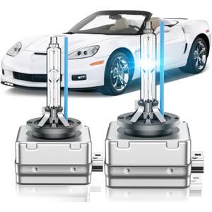 Fit for Chevrolet 2005-2013 Chevy Corvette Sport 2010-2013 Chevy Camaro D1S HID Xenon Headlight Bulbs, 350% Brightness, High Low Beam Light Bulb, 8000K White Blue, Plug and Play, Pack of 2