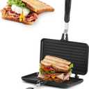 SOUJOY Sandwich Maker, Non-stick Grill Panini Maker Pan with Handle, Stovetop Toasted Aluminum Flip Pan Indoor Outdoor Camping Home Kitchen Breakfast